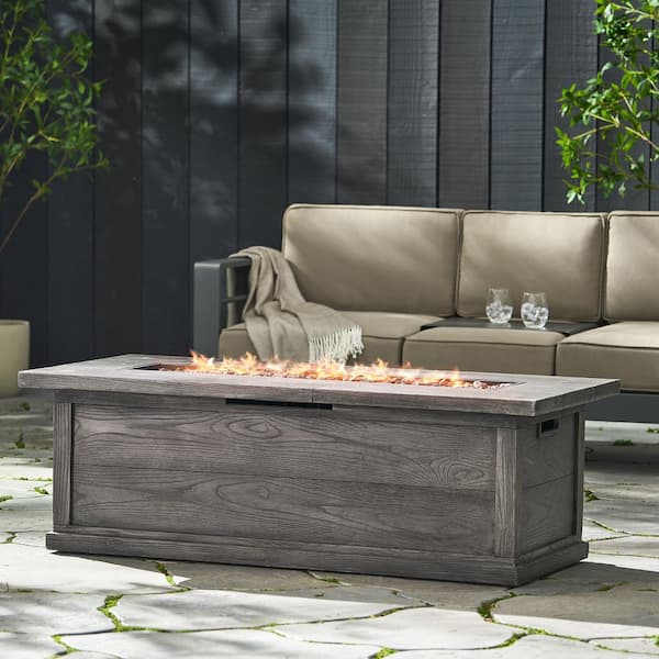 Unbranded 56 in. x 26.1 in. 50000 BTU Outdoor Rectangular MGO Fire Pit Table with Lava Rocks