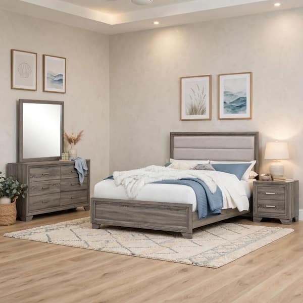 grey bed brown dresser Gray - Bedroom Sets grey bedroom with brown furniture