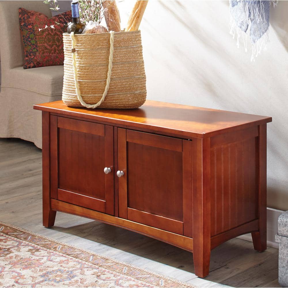 36 in. Shaker Cottage Bench, 2 Storage Compartments, Cherry Finish