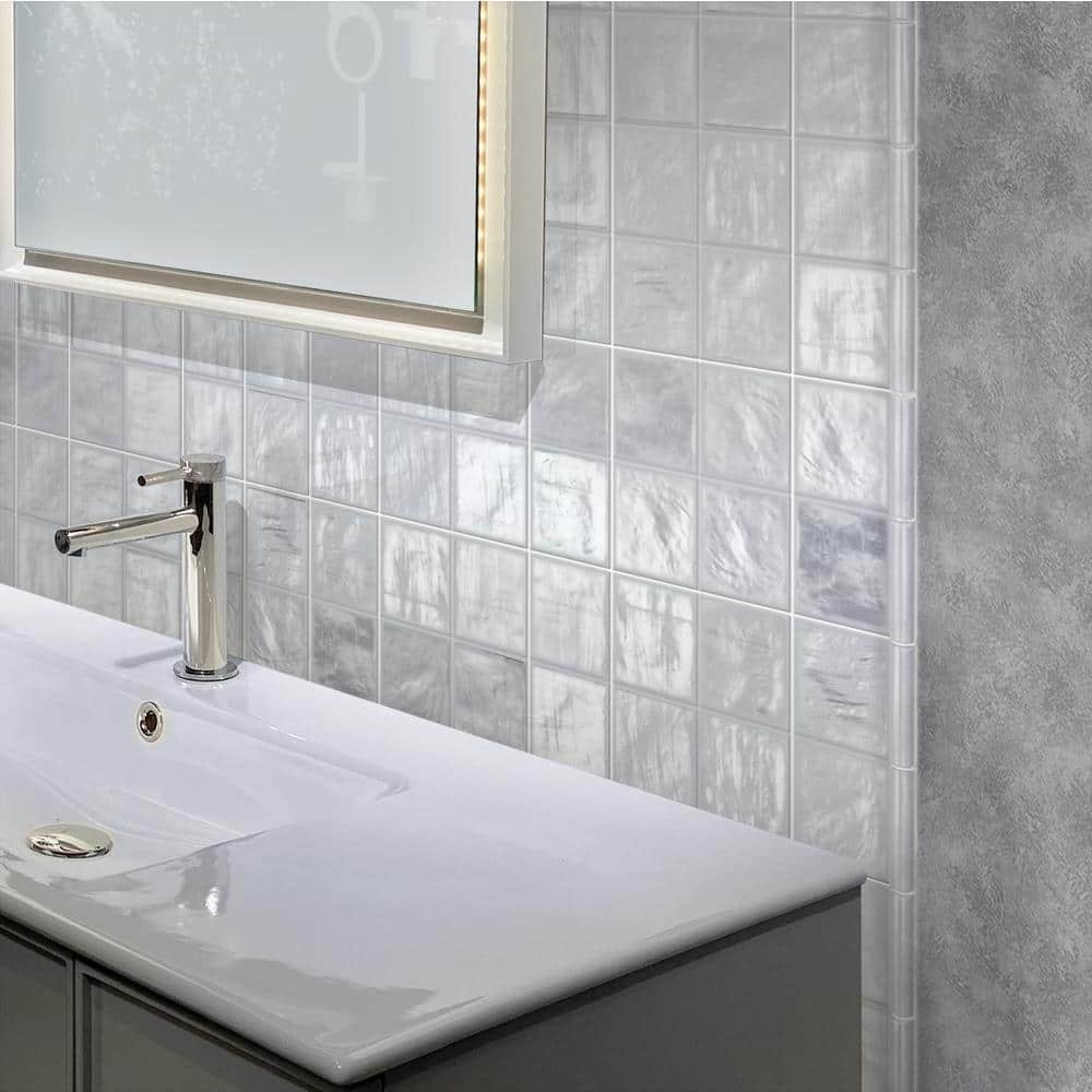 Apollo 4x4 Silver Ceramic Mosaic Wall Tile