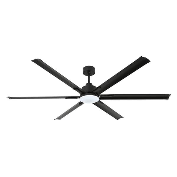Keazile 60 in. Black Modern Downrod Mount Ceiling Fan with LED Light, 6-Aluminum Blades, DC Motor, Remote Control for Bedroom
