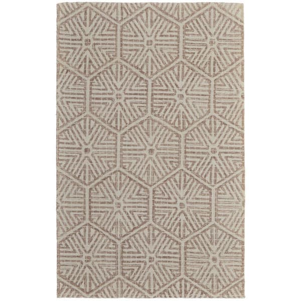 HomeRoots 5 X 8 Brown, Ivory Geometric Area Rug