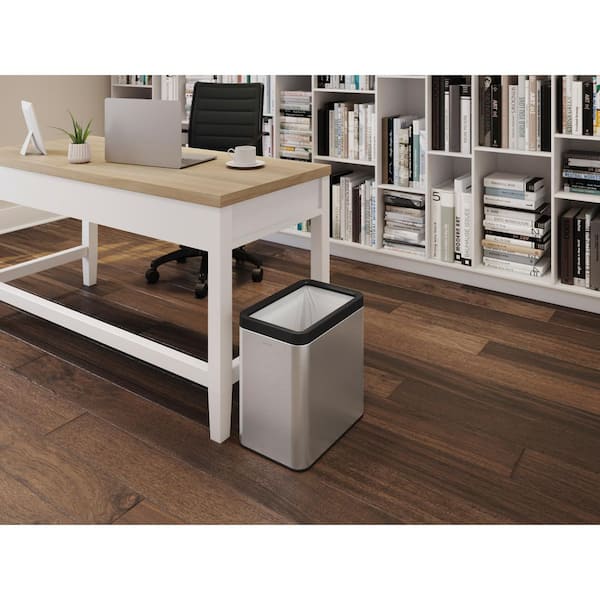 25-Liter Open-Top Trash Can in Black Stainless