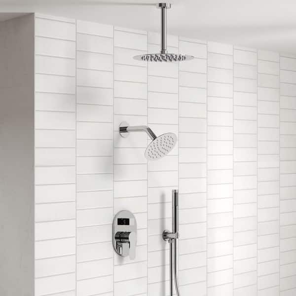 Single Handle 3-Spray Patterns Ceiling Mount Shower Faucet 2.5 GPM with Anti Scald and Handheld in. Chrome