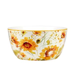 Sunflowers Forever 11 in. 192 fl.oz Assorted Colors Earthenware Serving Bowl