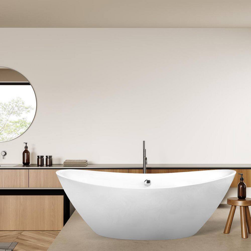 Allegra 71'' White Acrylic Freestanding Soaking Bathtub