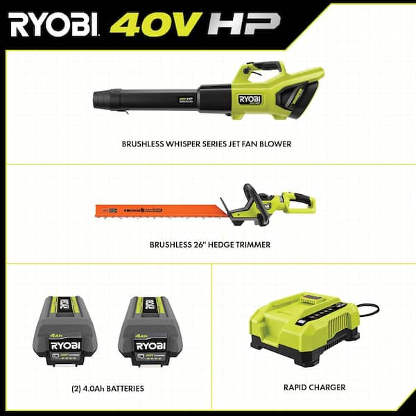 RYOBI 40V Expand-It Cordless Attachment Capable String Trimmer and Hedge  Trimmer with 4.0 Ah Battery and Charger RY40250-HDG - The Home Depot