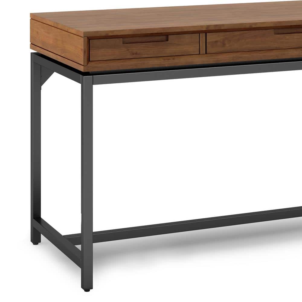 Banting Medium Saddle Brown Solid Rubberwood Desk with Drawer and Keyboard Tray