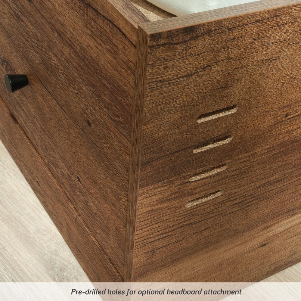 Vintage Oak Queen Storage Bed with Drawers