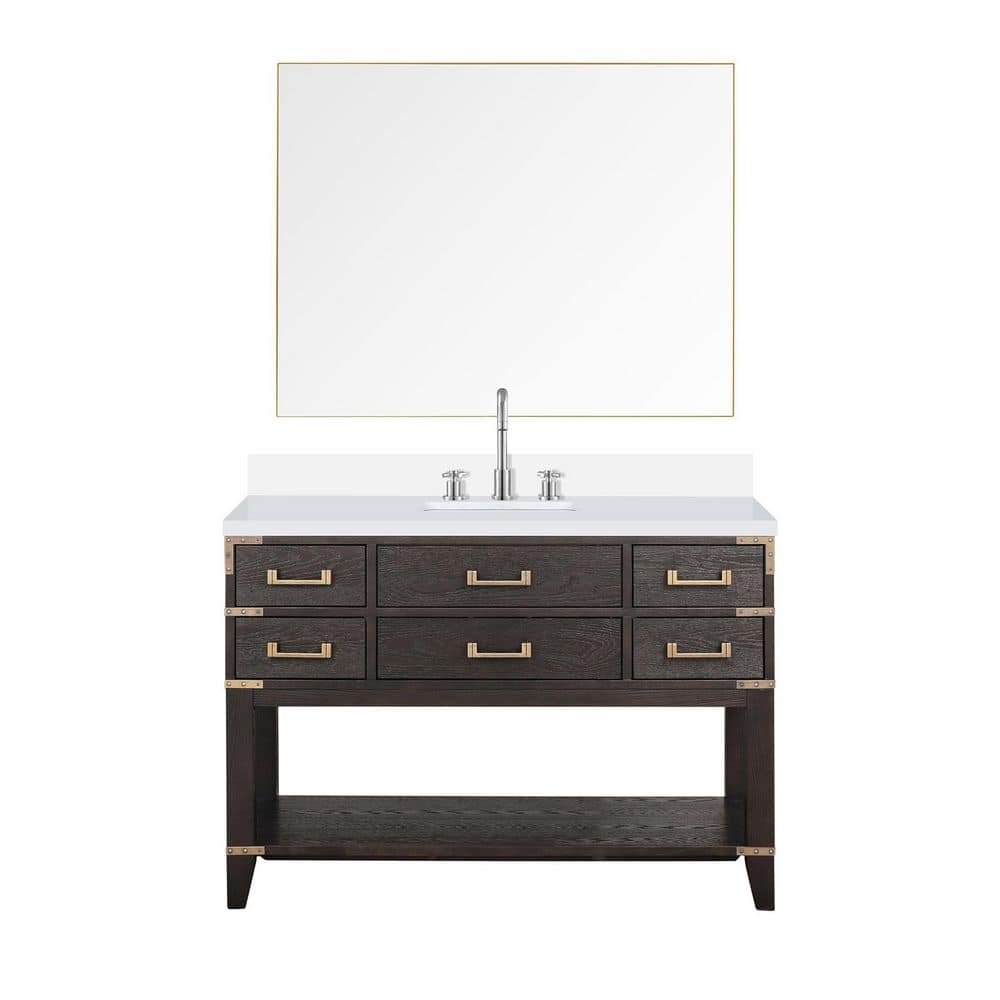 Irvington 48 in W x 22 in D Brown Oak Single Bath Vanity with Cultured Marble Top, Faucet Set, and 46 in Mirror price history on PriceWatchPro