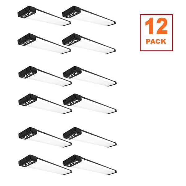 12-Pack 4 ft. Matte Black Decorative End Caps 5250LM 75W Integrated LED Wraparound Light Adjustable CCT Night Light