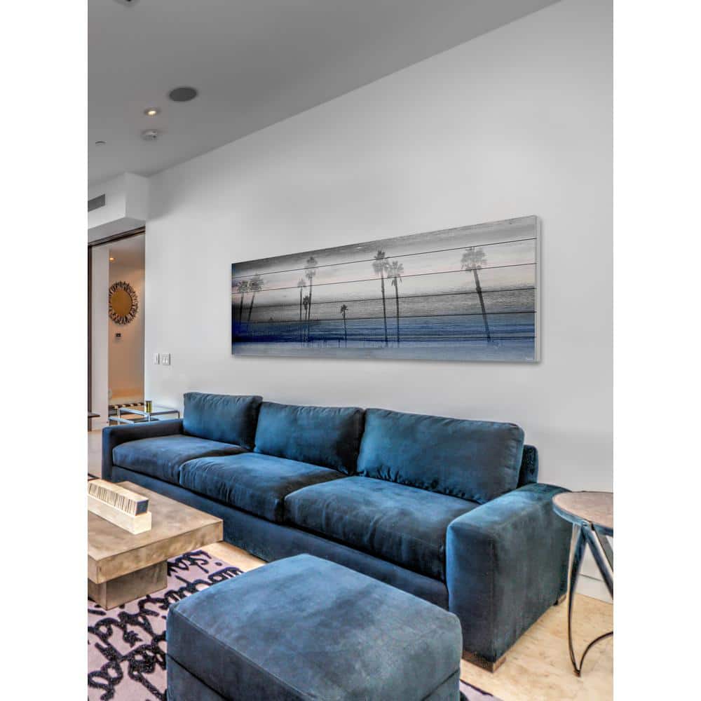 15 in. H x 45 in. W Stormy Calm by Parvez Taj Printed White Wood Wall 