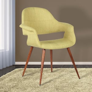 Phoebe 33 in. Green Fabric and Walnut Wood Finish Mid-Century Dining Chair