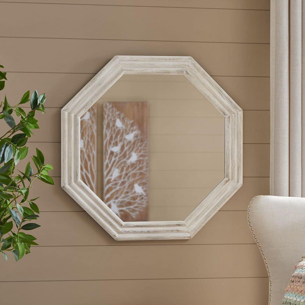 Home Decorators Collection Medium Modern Octagon White Wooden Framed ...