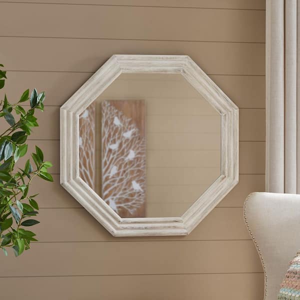 Home Decorators Collection Medium Modern Octagon White Wooden Framed Mirror (30 in. W x 30 in. H)