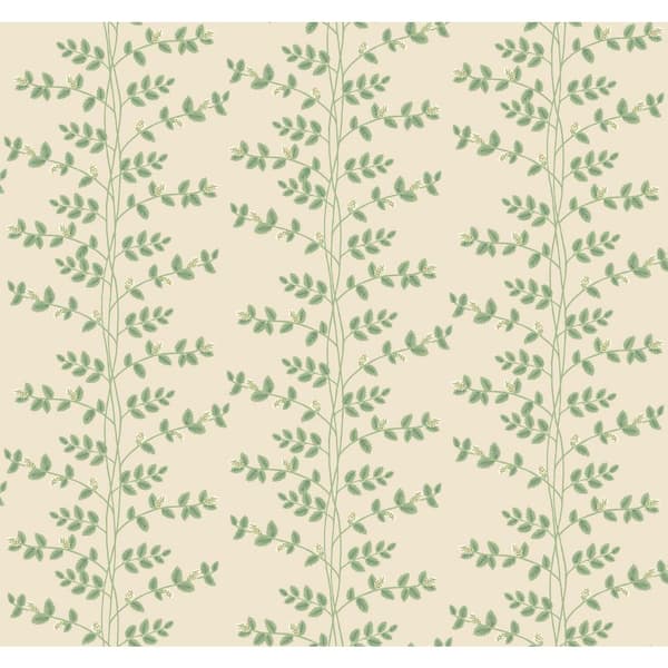 RIFLE PAPER CO. Climbing Vine Linen Green Metallic Non-Pasted Wallpaper