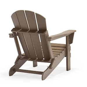 Weathered Wood Folding Plastic Outdoor Adirondack Chair