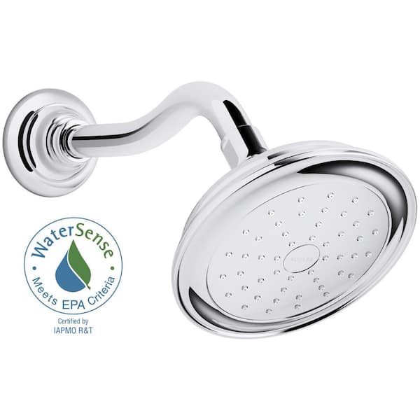 Artifacts 1-Spray Patterns 6 in. Wall Mount Fixed Shower Head in Polished Chrome