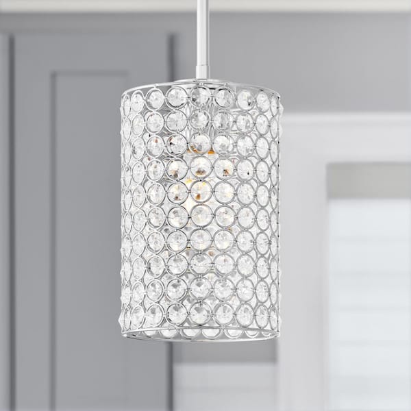 2-1/4 in. Fitter Large Crystal Cylinder Pendant Lamp Shade