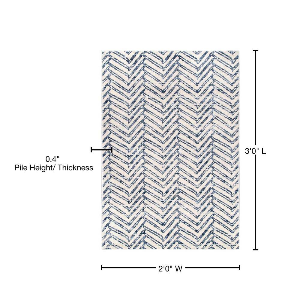 Blue Geometric Non-slip Rectangular Area Rug 5' x 7'