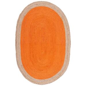Natural Fiber Orange/Beige 5 ft. x 8 ft. Woven Ascending Oval Area Rug