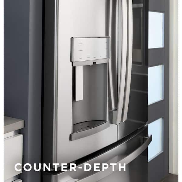 GE - Profile 22.1 cu. ft. French Door Refrigerator with Hands-Free Autofill in Stainless Steel, Counter Depth