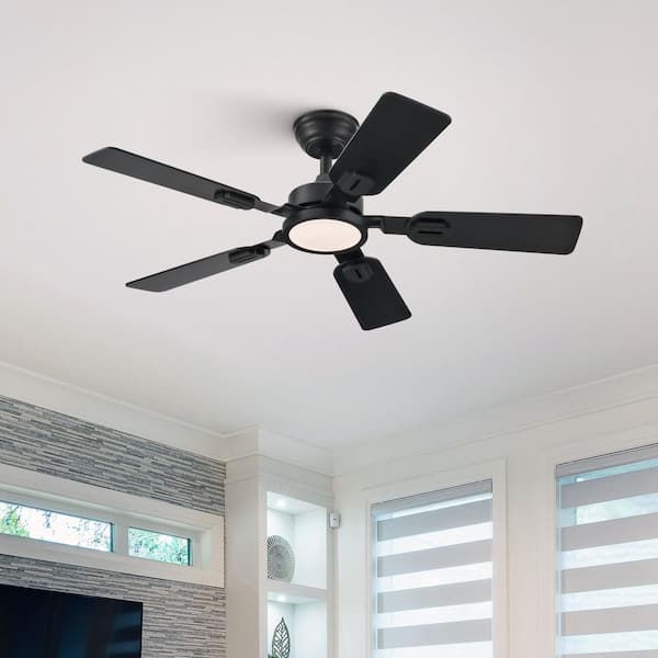 42 in. Integrated LED Indoor Matte Black Walnut Standard Downrod Mount Ceiling Fan with Light Kit and Remote Control