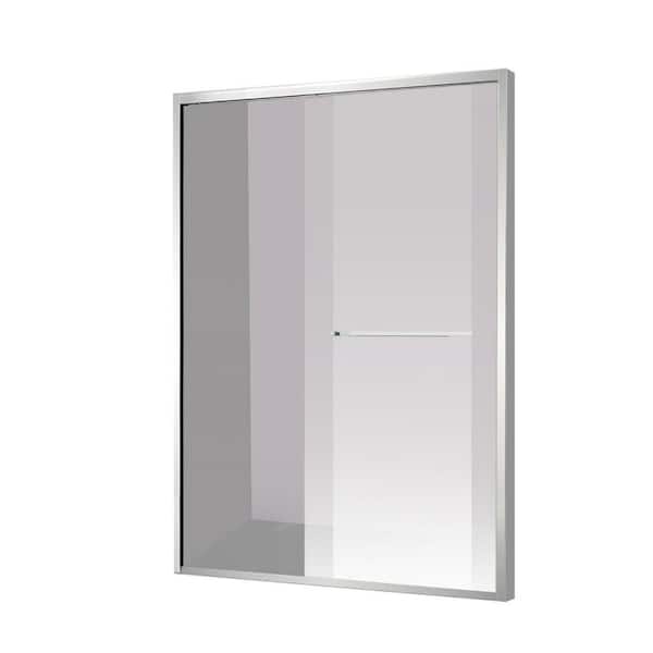 60 in. W x 70 in. H Double Sliding Aluminum Framed Shower Door in Chrome with Clear Tempered Glass