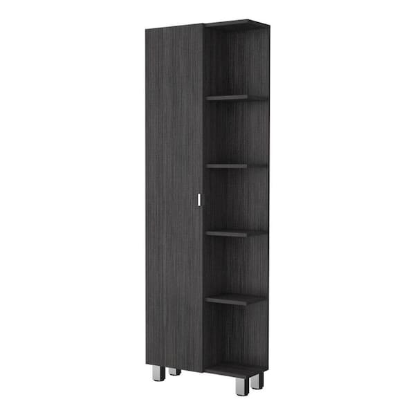 Amucolo 20.15 in. W x 8.45 in. D x 62.2 in. H Dark Gray Bathroom Linen Cabinet with Shelves