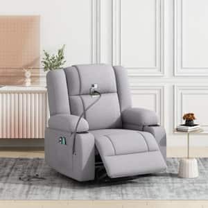 Gray Linen Fabric 360° Swivel Power Lift Massage Recliner Chair with Lumbar Heating