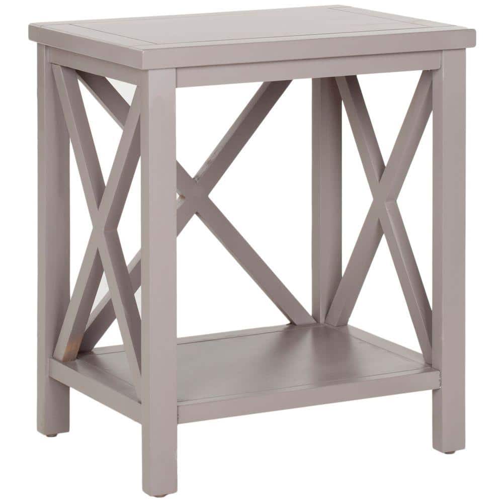 Transitional Grey Rectangular End Table with X-Back Detailing