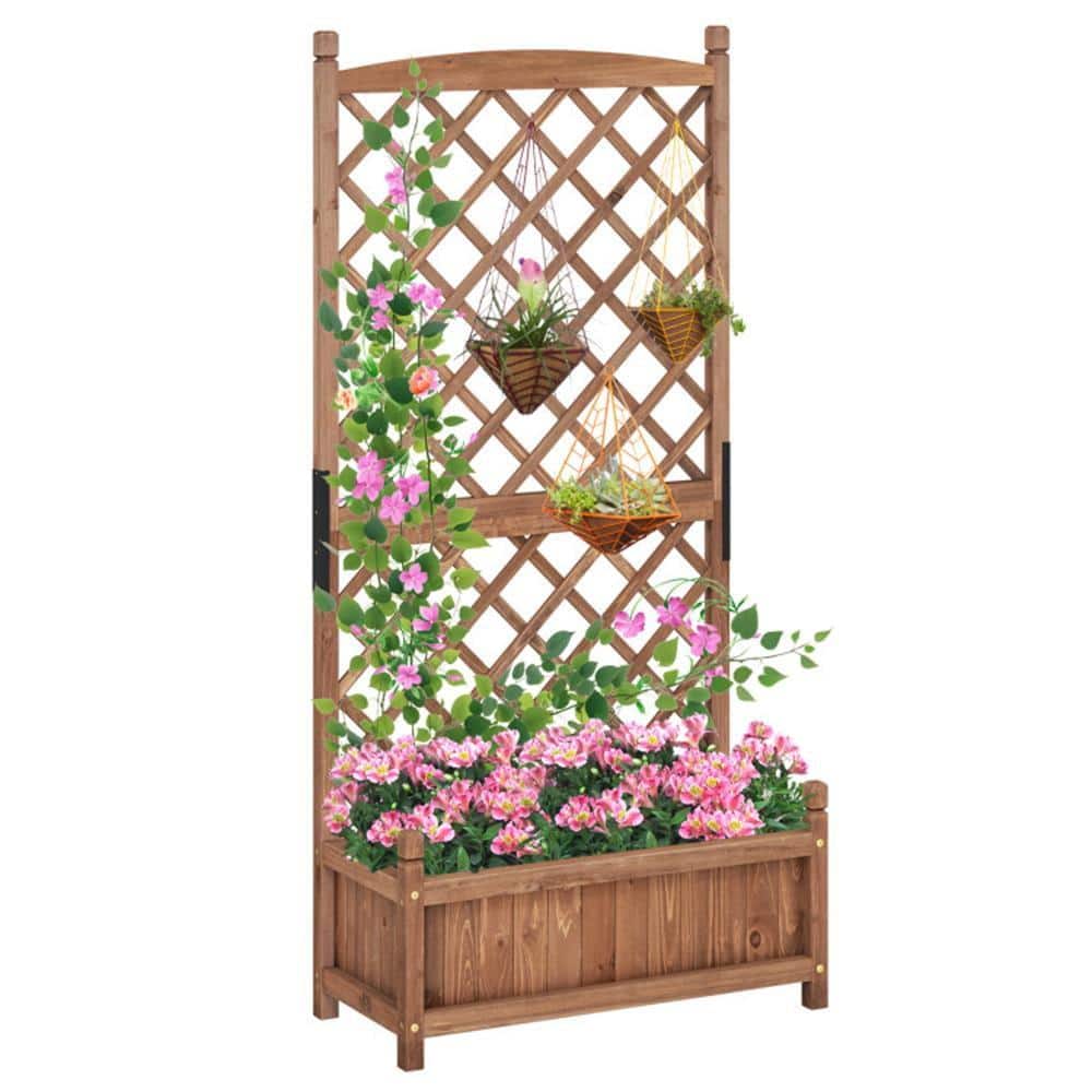 60-Inch Tall Brown Raised Garden Bed With Diamond Trellis And Drainage Holes price history on PriceWatchPro