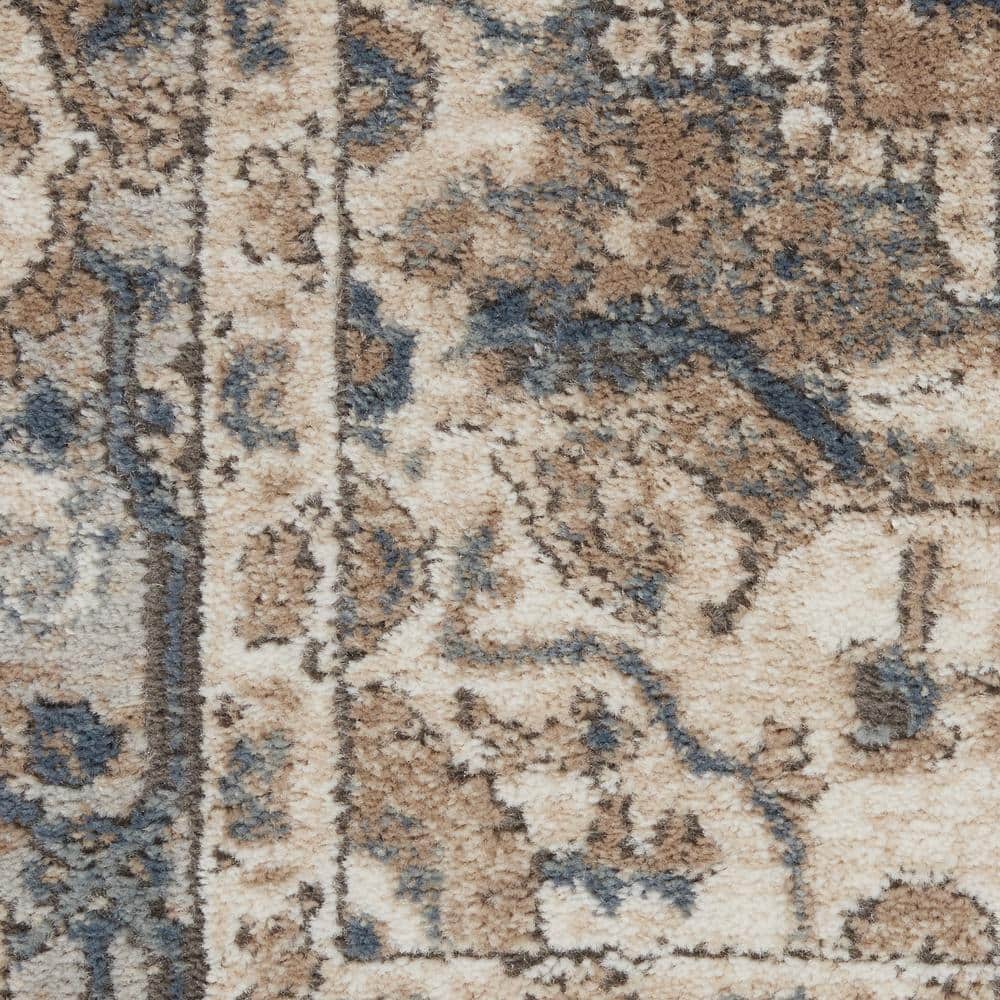 Elysian Beige & Grey Synthetic 26" Round Area Rug