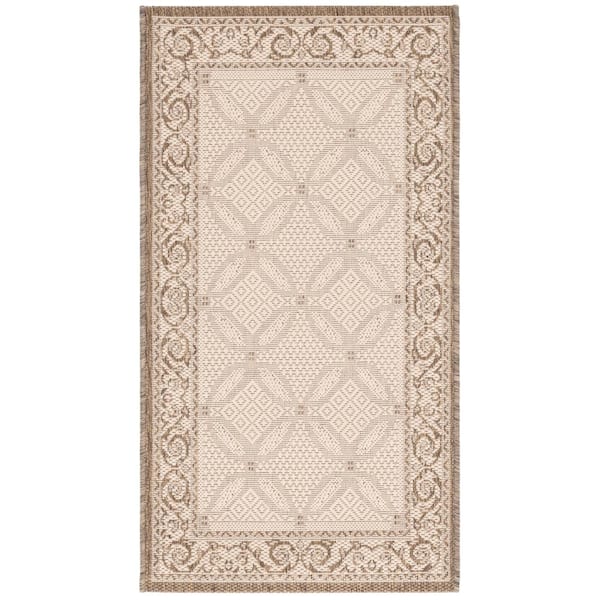 SAFAVIEH Courtyard Natural/Brown Doormat 2 ft. x 4 ft. Border Indoor/Outdoor Patio Area Rug