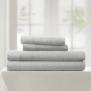 3-Piece Light Gray 100% Cotton Ultra Soft Jersey Knit Twin XL Sheet Set