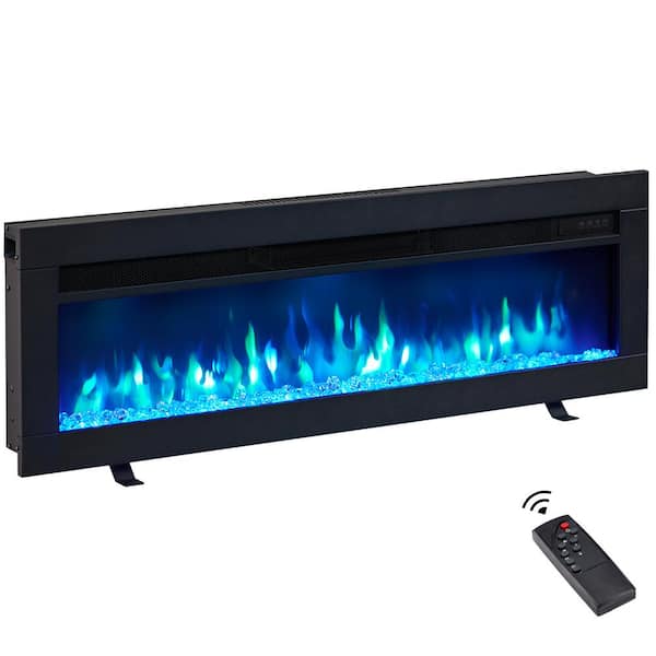 Unbranded 40 in. Freestanding and Wall Mounted Electric Fireplace with 9 Kinds of Flame Color, Black