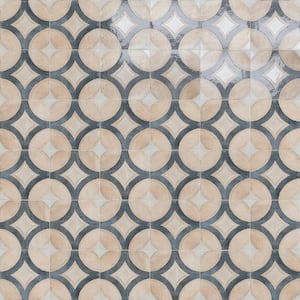 Angela Harris Sicilia Circles Crema 7.87 in. x 7.87 in. Matte Porcelain Floor and Wall Tile (10.76 sq. ft./Case)