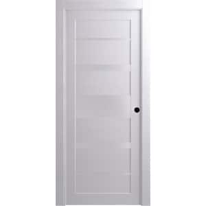 18 in. x 80 in. Kina Bianco Noble Left-Hand Solid Core Composite 5-Lite Frosted Glass Single Prehung Interior Door