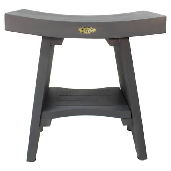 Coastal Vogue Serenity 18 in. W x 12 in. D Non-Adjustable Teak Shower Bench with Shelf in Driftwood
