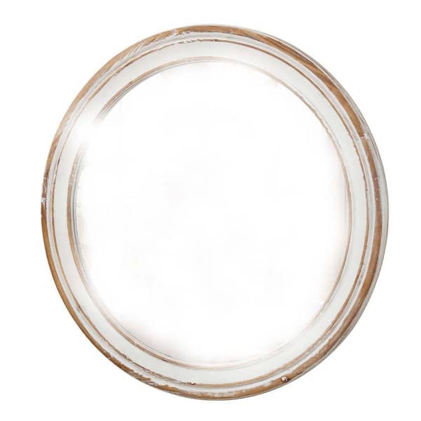 YESSKY DOWELL ENTER LLC 24 in. W x 24 in. H Round Wall Mirror Farmhouse Circle Mirror Vanity Mirror Wood Framed Mirror for Bedroom, Living Room