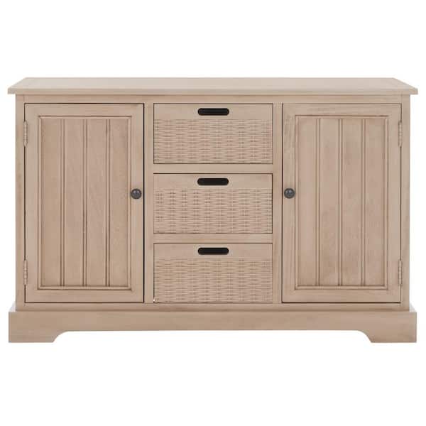 SAFAVIEH Landers 13.4 in. Sand/Natural Rectangle Wood Console Table with Drawer