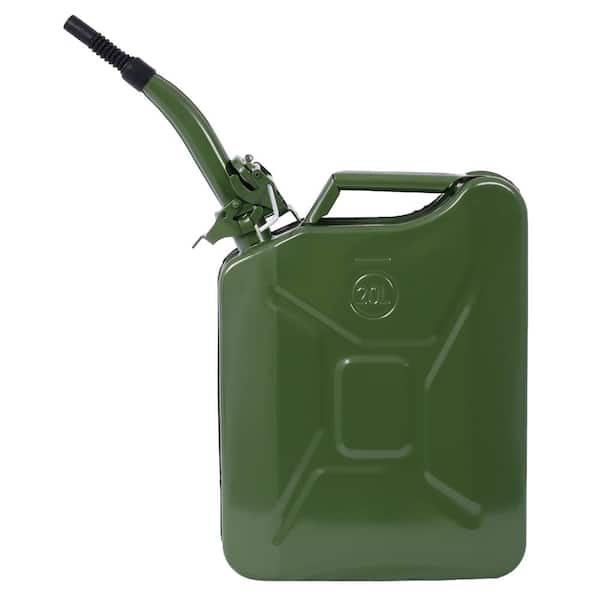 20L (5 Gallon) Steel  Fuel Can, Flexible Spout, Green Portable Gas Tank for Cars, Trucks & Equipment