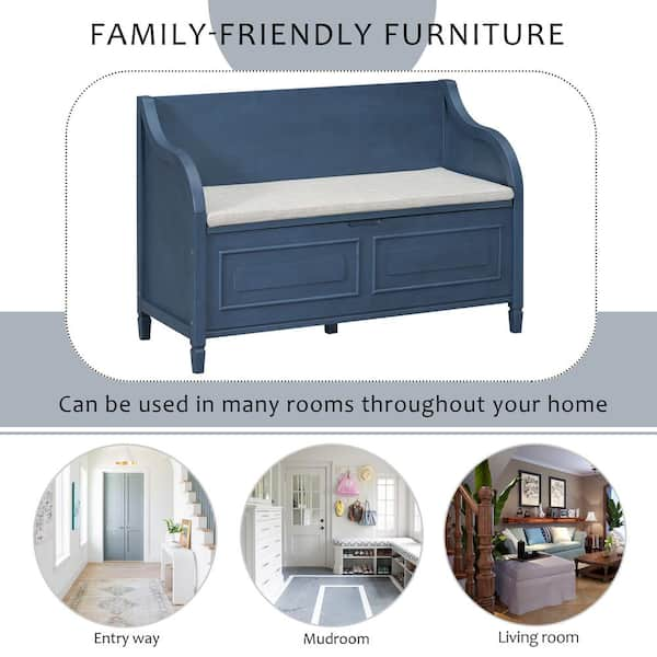 Storage bench with cushion deals and back