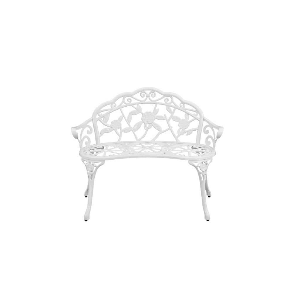 Tenleaf 40 in. Metal CastAluminum Outdoor Bench for Park Lawn Front Porch TenleafOD74 The