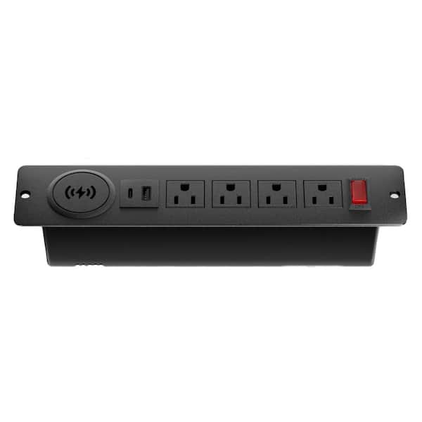 6 ft. 4-Outlet 1 USB-A Port 1 USB-C Port Surge Protector with Wireless Charging Surface Mount for Desk Home Office