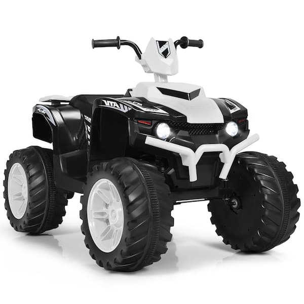 Costway 13.6 in. 3-Year to 7-Years Old Ride-On Car LED Lights Music in USB in White