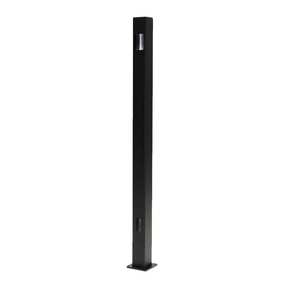 Vista 42 in. H x 2.5 in. W Black Aluminum Bottom Stair Post for Stair ...