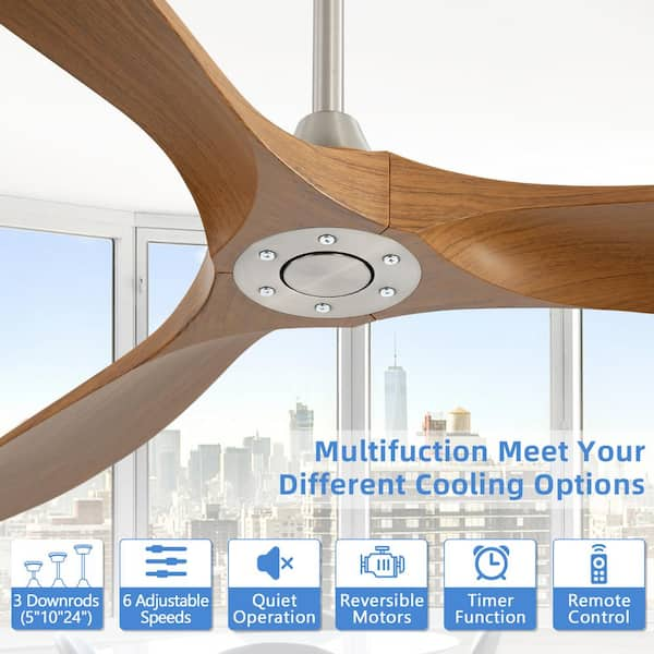 Sofucor 60 in. Indoor/Outdoor Modern Nickel Ceiling Fan without 