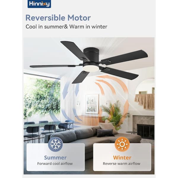 52 in. Indoor Matte Black Flush Mount 3-Colors LED Ceiling Fan with Dual-Finish Blades and Light Kit and Remote Control