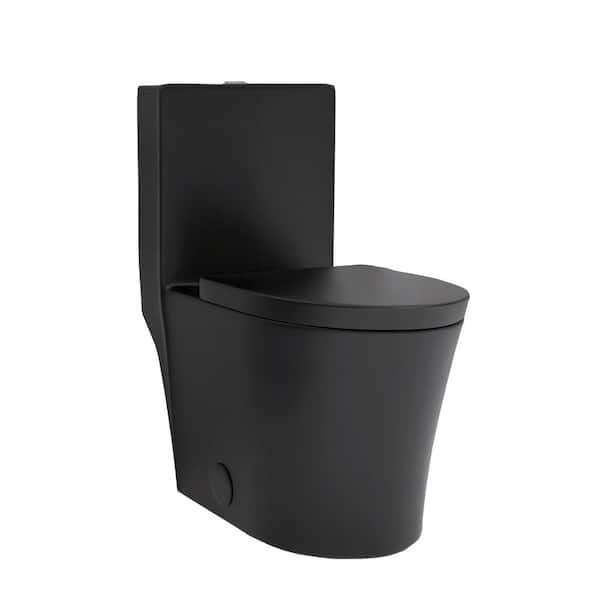 Boosicavelly 1-Piece 1.1/1.6 GPF Dual Flush Elongated Toilet in Matte Black Seat Included